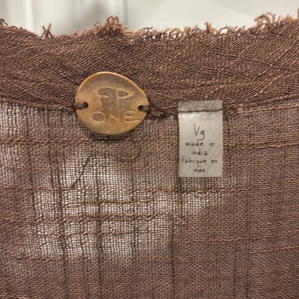 Free People Brown Ruffled Gauze Women's Top. Gorgeous! Size Large. Perfect! - Picture 3 of 4